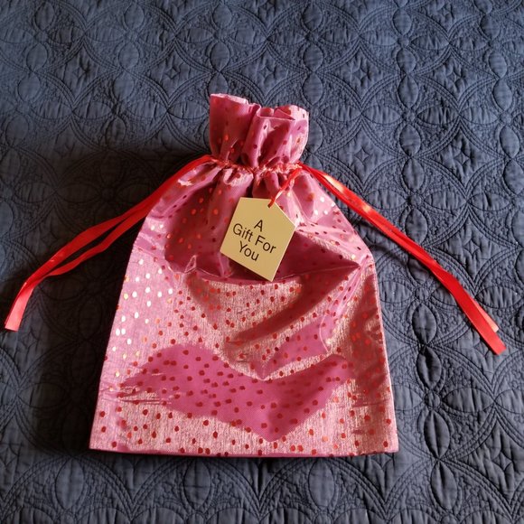 NEW Reusable Red Drawstring Fabric Gift Bag 13” W x 19” H - Picture 2 of 2
